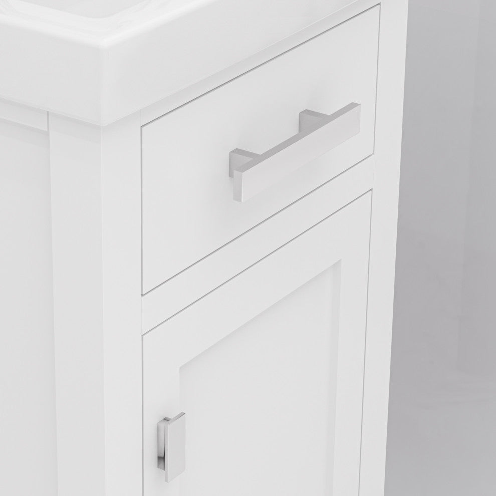 Mia 18 In. Integrated Ceramic Sink Top Vanity in Pure White with Faucet