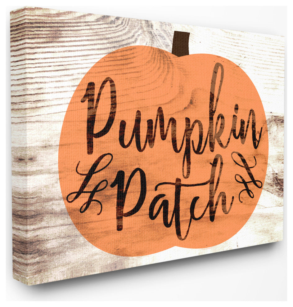 Stupell Industries Pumpkin Patch Halloween Typography, 30"x40", Canvas Wall Art