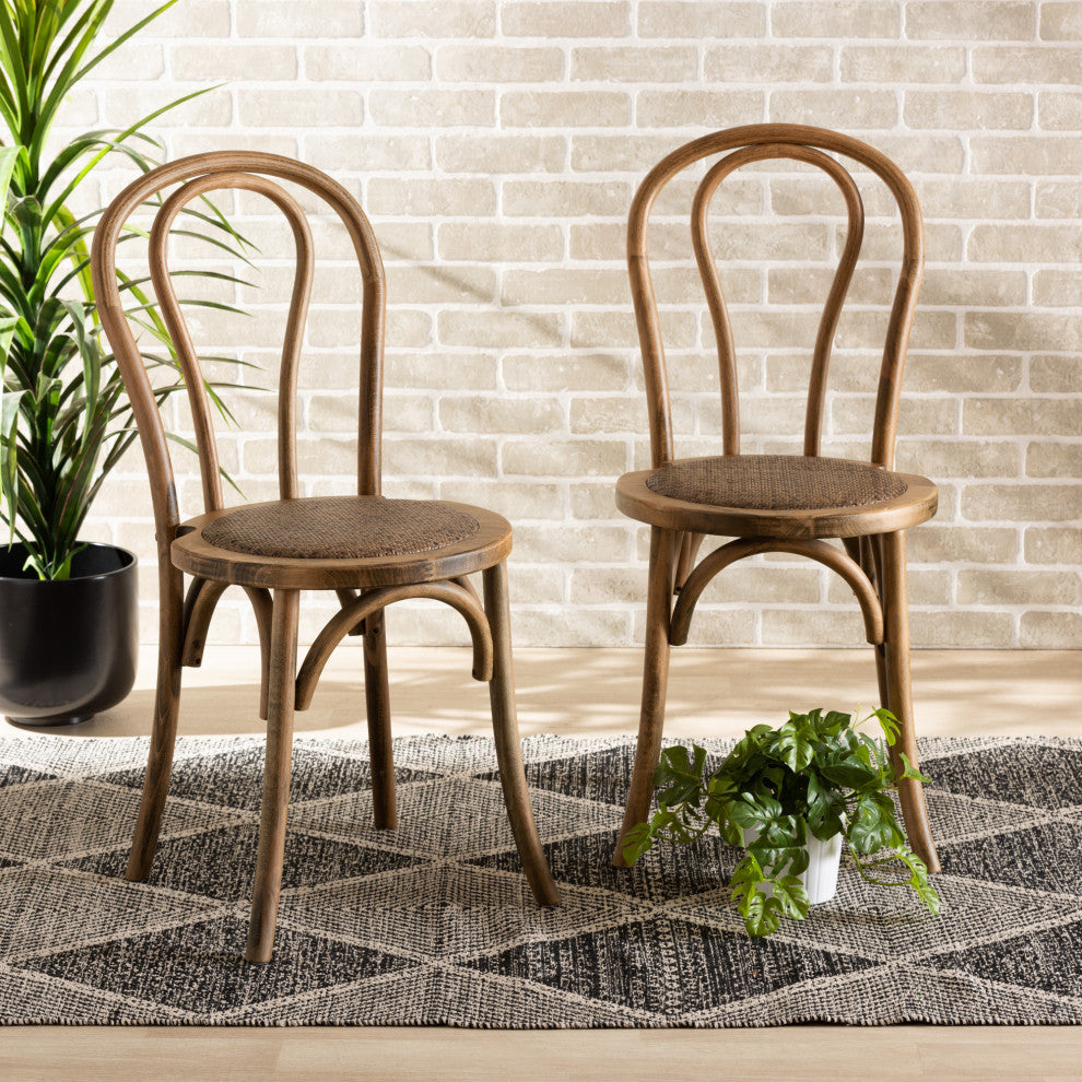 Tilda Mid-Century 2-Piece Dining Chairs, Walnut Brown