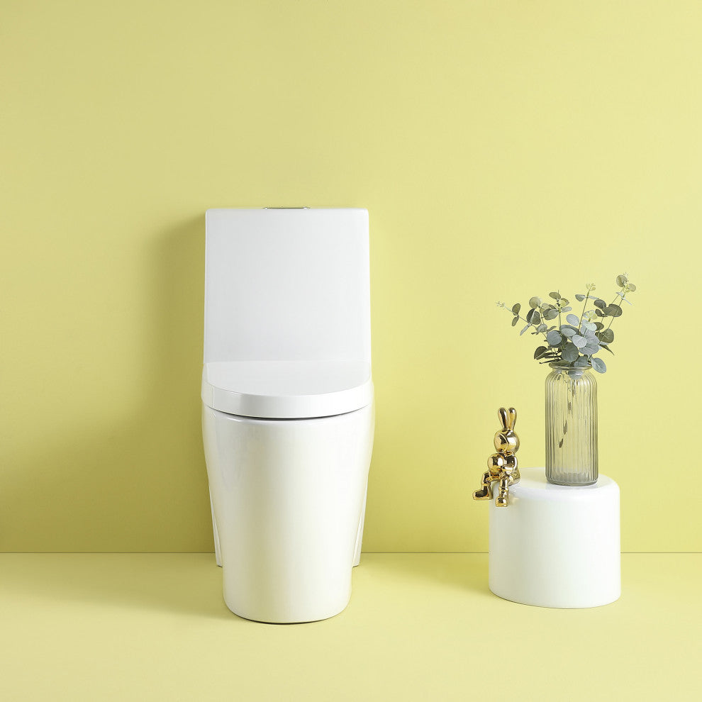 One-piece 1.1/1.6 GPF Dual Flush Elongated Toilet with Soft-Close Seat