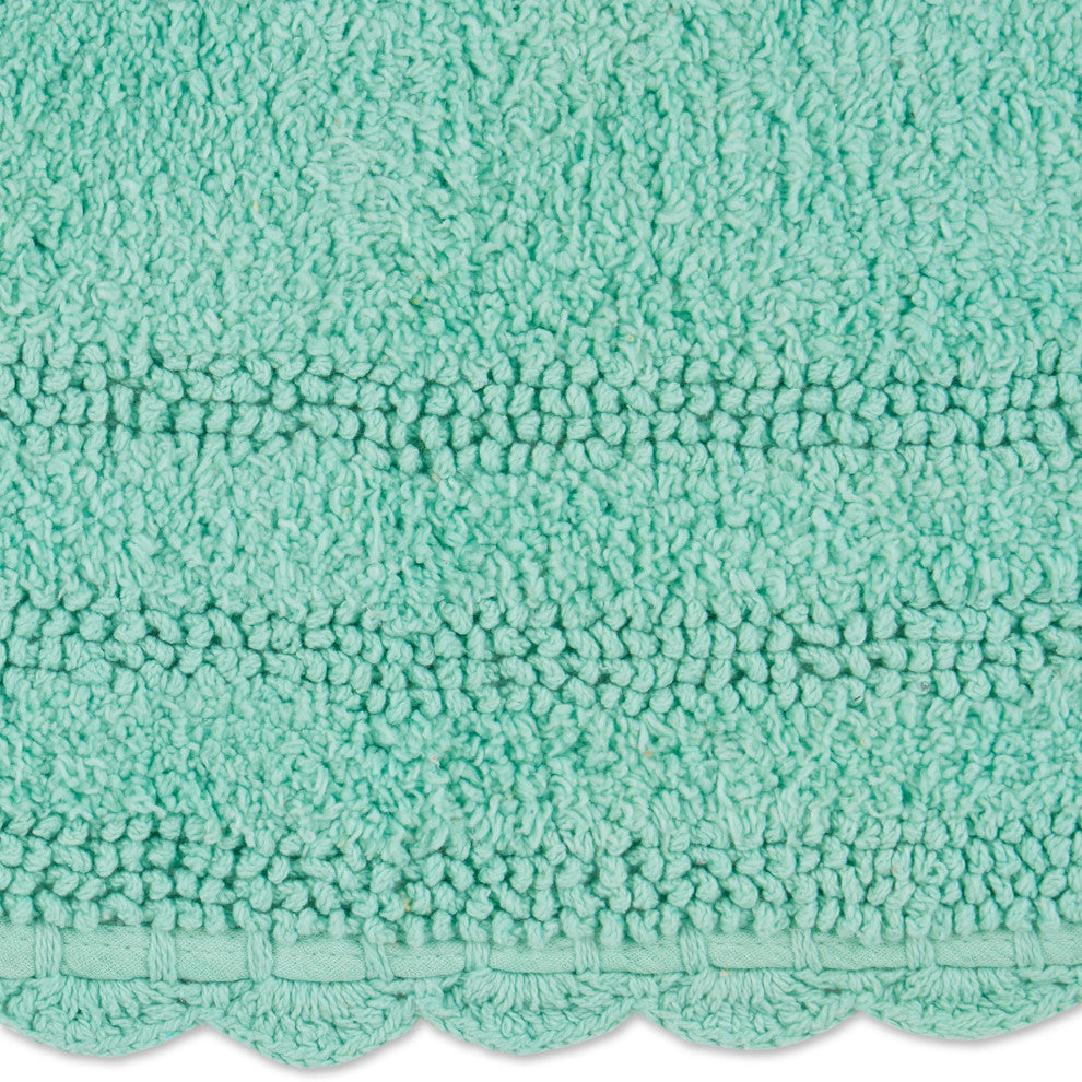 Aqua Small Oval Crochet Bath Mat