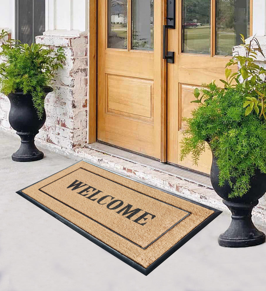Natural Coir & Rubber Extra Large Doormat 30x60, Picture Frame Welcome