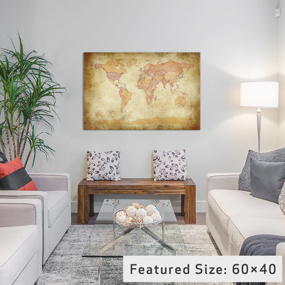 "Map of The World II" by Michael Tompsett, 26x18x1.5"