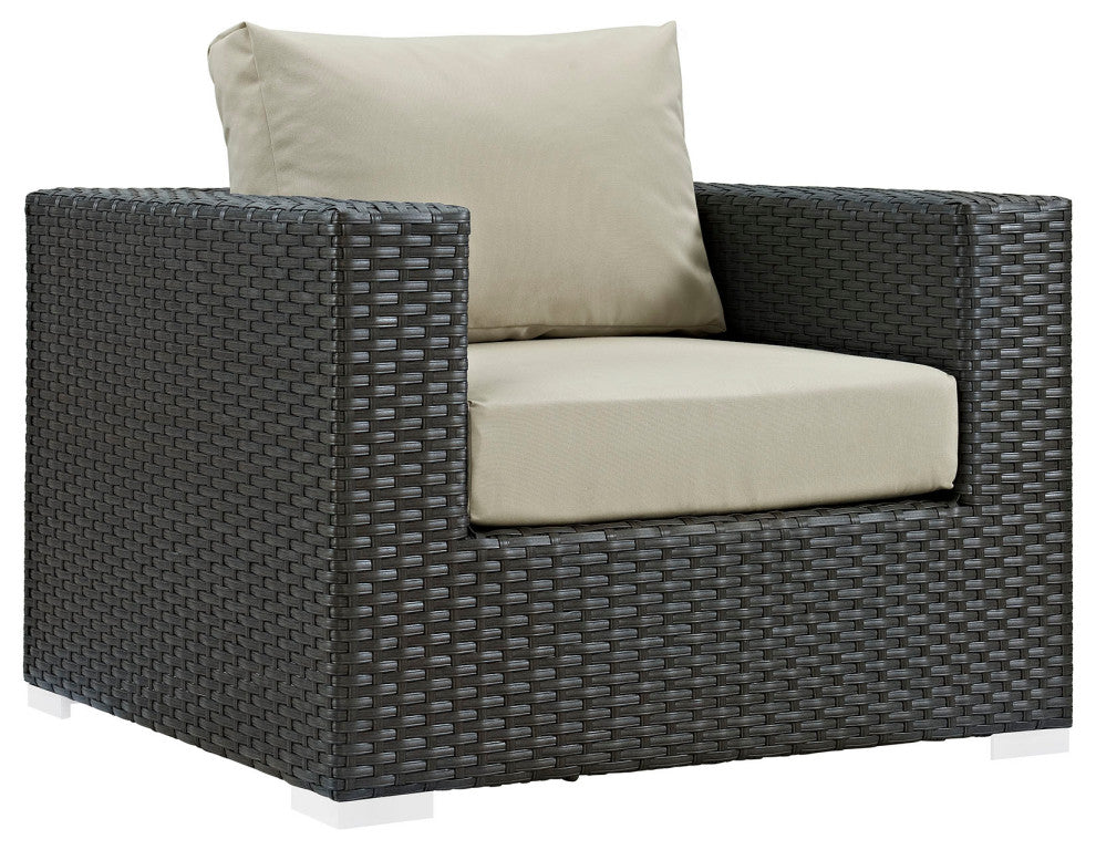 Canvas Antique Beige Sojourn 7 Piece Outdoor Patio Sunbrella Sectional Set