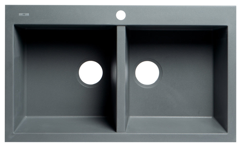 Titanium 34" Drop-In Double Bowl Granite Composite Kitchen Sink