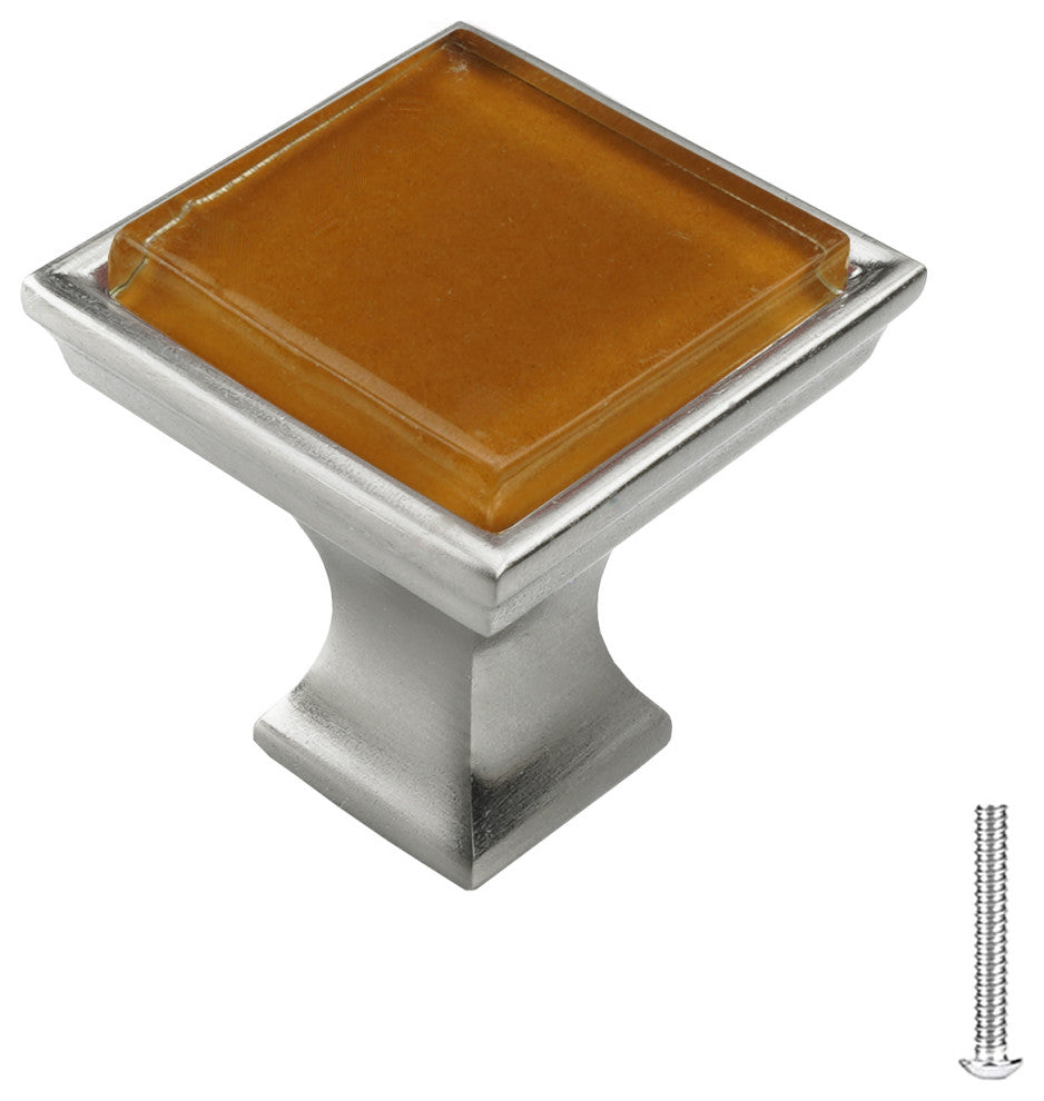Chocolate Brown Crystal Glass Brushed Nickel Madison Classic Knob