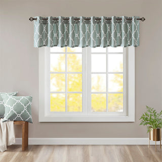 Madison Park Saratoga Fretwork Print Grommet Top Window Valance, Seafoam