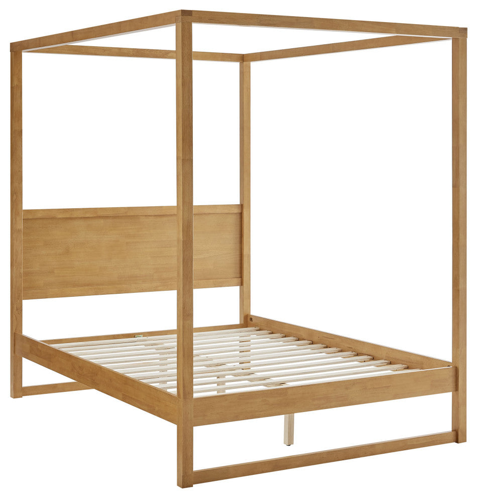 Alva King Wood Canopy Platform Bed, Oak