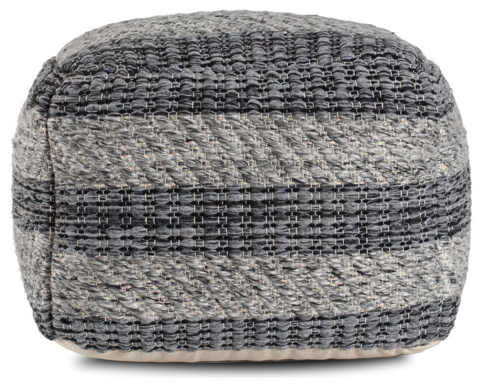 I Got Stripes 24"x24"x17" Gray Pouf