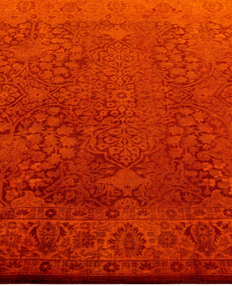 Overdyed One-of-a-Kind Hand-Knotted Area Rug Orange, 4' 2" x 6' 0"