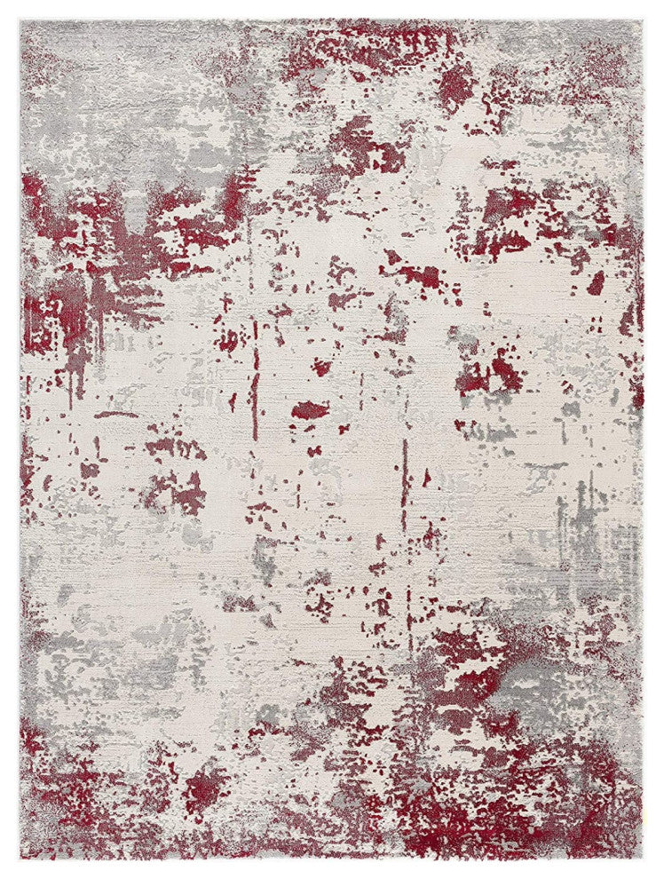 4'' X 6'' Red Abstract Dhurrie Area Rug