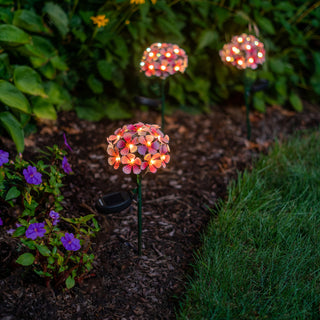 Solar LED Metal Flower Stake Lights, Pink