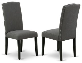 3Pc 42" Dining Table, Two 9"Drop Leaves, Two Chair, Black Leg, Dark Gotham Grey