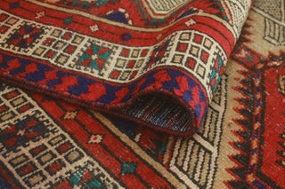 Fine Vintage Distressed Adika Red/Navy Runner, 3'3x9'9