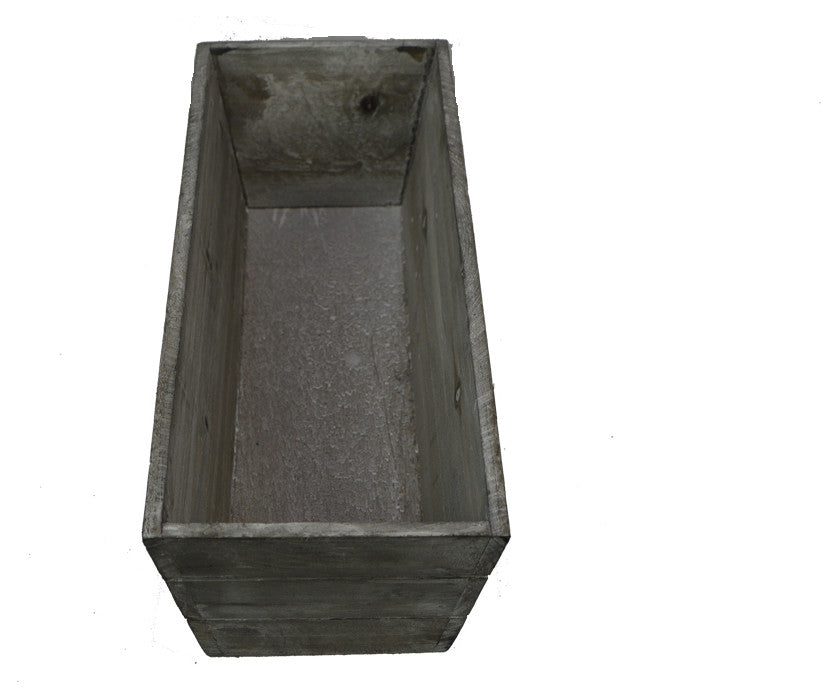 14" Gray Wash Triple Rectangle Wood Planter