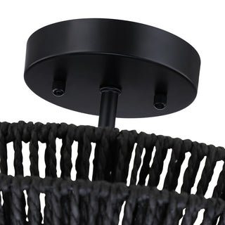 Semi-Flush Mount Ceiling Light, Black, 16'' Wide