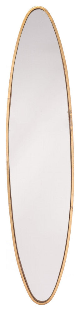 Frame Wall Mirror, Oval, Glass, Steel Metal, Gold, Bedroom Living