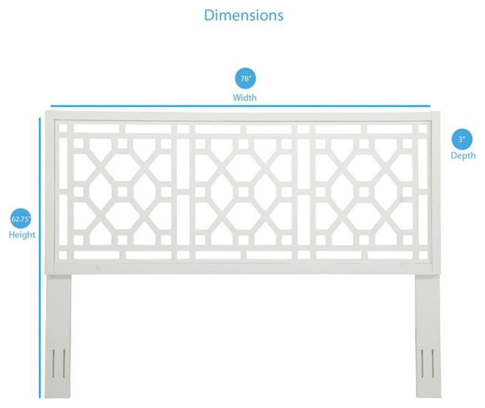 Bowery Hill Transitional Chippendale Wood Headboard - King in White