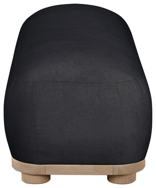 Calum Upholstered Bench, Black, Chenille Fabric, Natural Finish