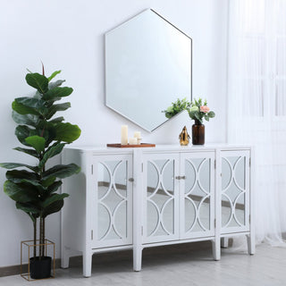 Elegant Decker Metal Frame Hexagon Mirror 38" MR4538S - Silver