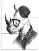 Hipster Rhino in Black and White, Animal Triptych Canvas Print, 28x36, 3 Panels