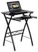 Black Tempered Glass Computer Desk With Pull-Out Keyboard Tray