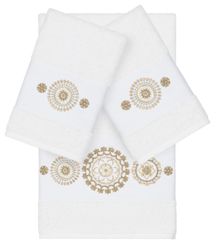 Isabelle 3 Piece Embellished Towel Set