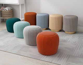 Nordic Makeup Stool Made of Leather, Light Green