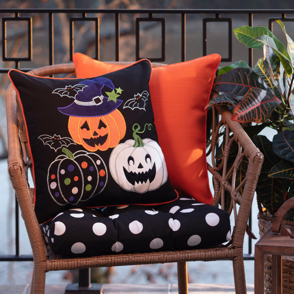 Indoor Pumpkin Fun Black 18" Throw Pillow