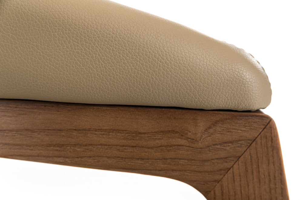HomeRoots 31" Taupe Leatherette and Walnut Wood Dining Chair