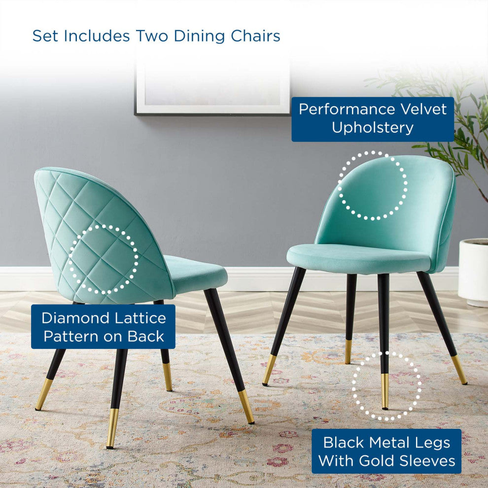Cordial Performance Velvet Dining Chairs - Set of 2-Mint