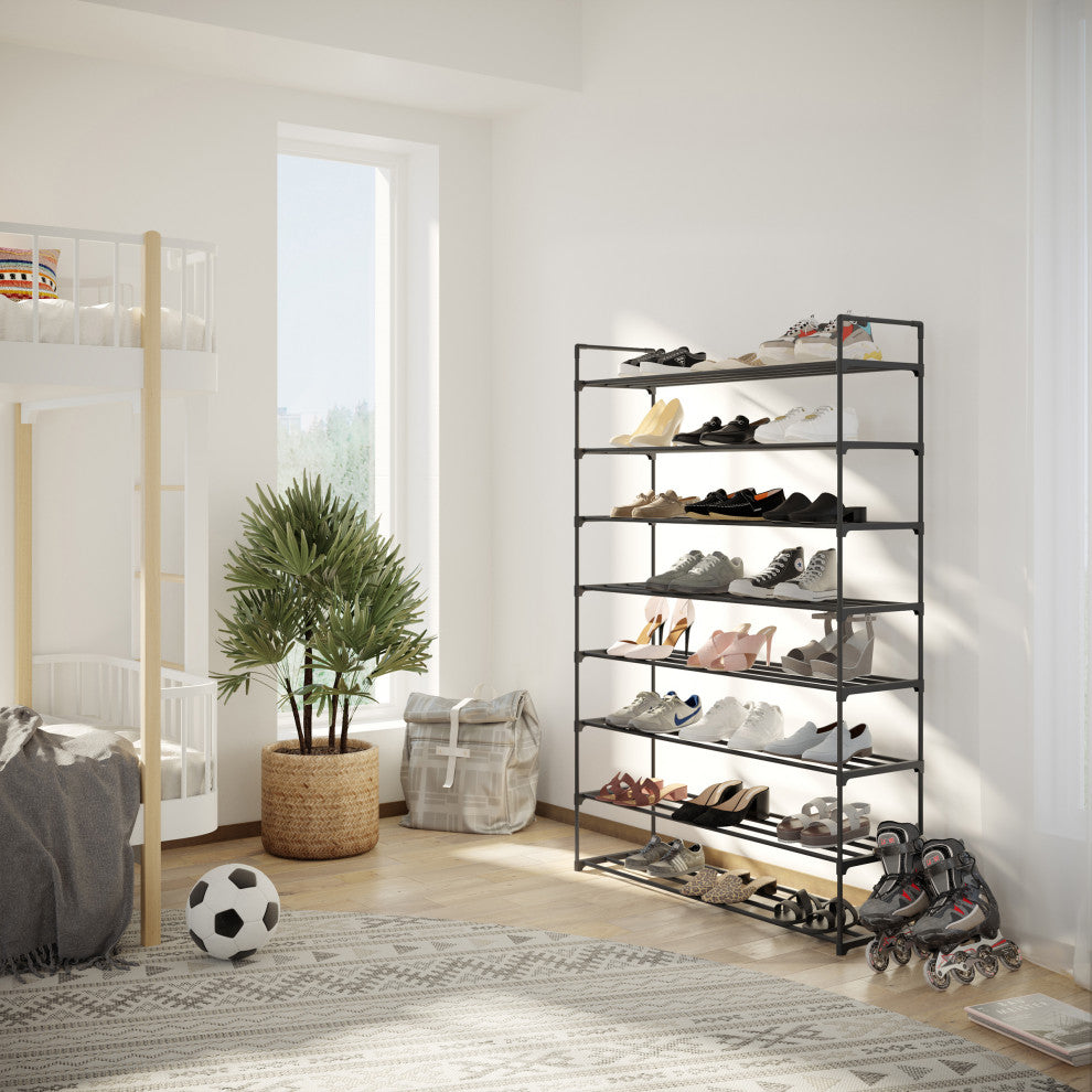 Shoe Rack 8-Tier Shoe Organizer for Closet, Bathroom, Entryway Holds 40 Pairs, Black