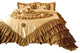 Gold Caramel Latte Ruffle Faux Satin Comforter Set, Queen