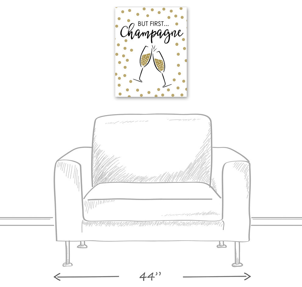 But First Champagne Canvas Wall Art, 16"x20"