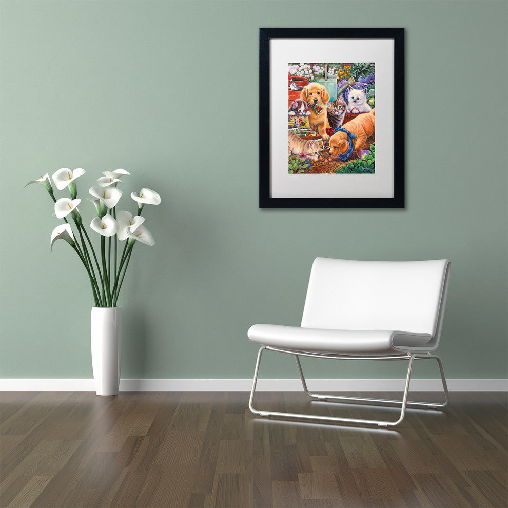 Jenny Newland 'Helpful Garden Paws' Matted Framed Art, 14x11