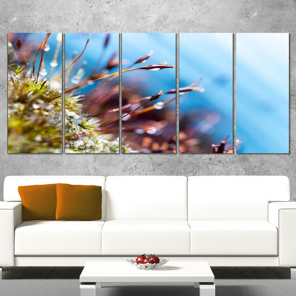 "Abstract Moss Flowers in Summer Spring" Landscape Wall Art, 5 Panels, 60"x28"