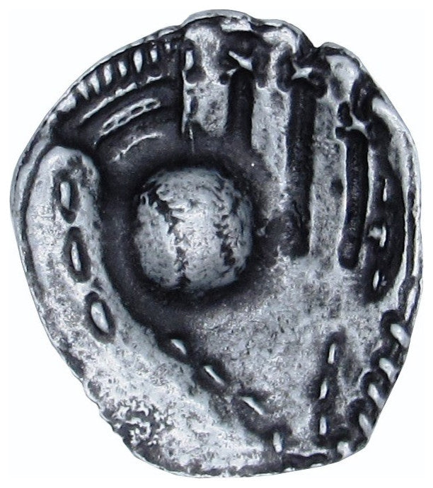 Baseball Glove With Ball Cabinet Knob, Pewter