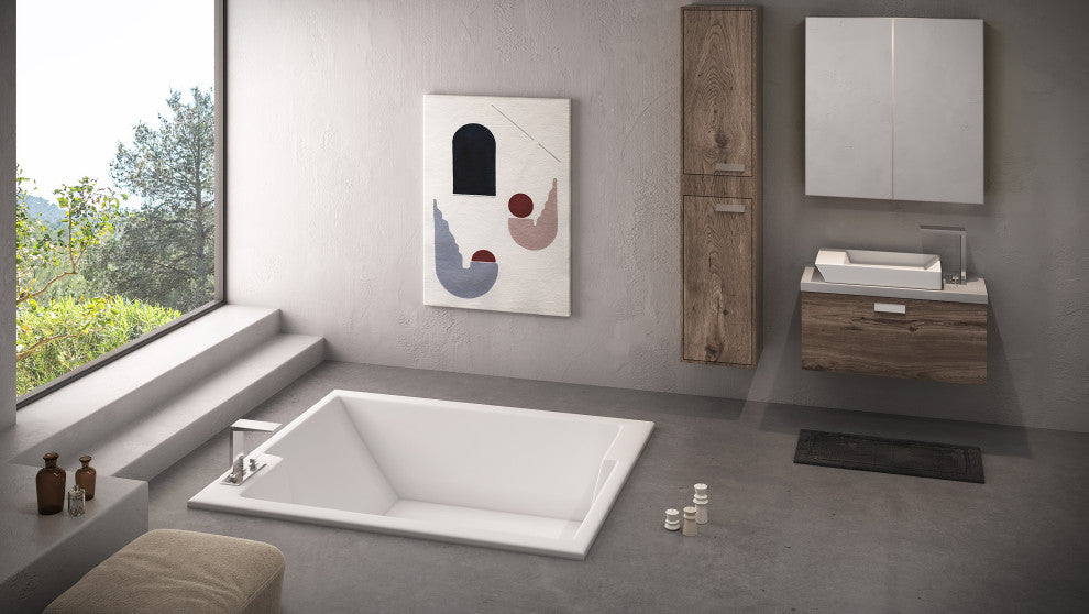 Malibu Pismo Rectangle Combination Whirlpool and Air Bathtub 72x60x22 Biscuit