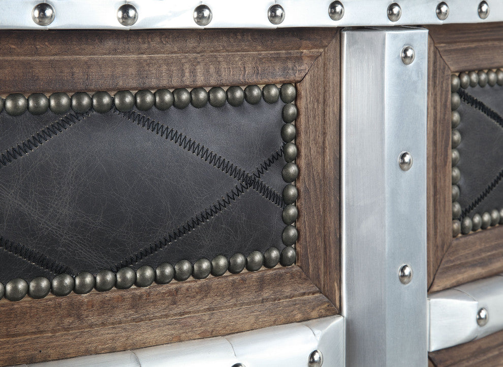 ACME Rahma Bar Table in Antique Ebony Top Grain Leather