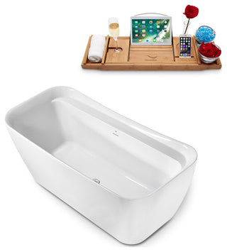67" Streamline Freestanding Tub and Tray With Internal Drain