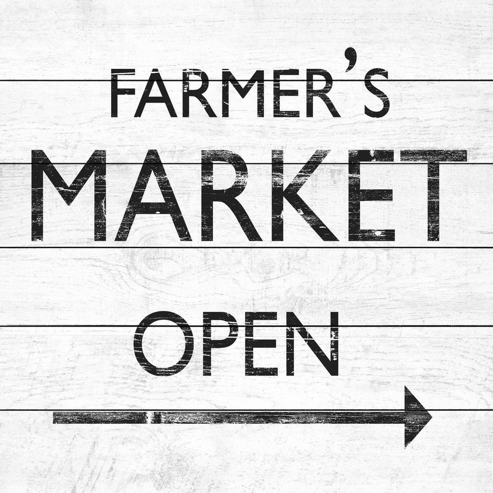 "Farmer's Market Open III" Painting Print on White Wood, 40"x40"