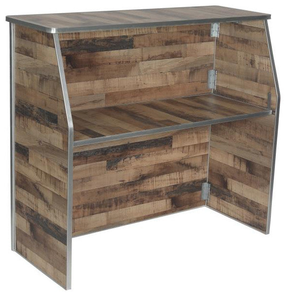 4' Laminate Foldable Bar, Rustic Natural