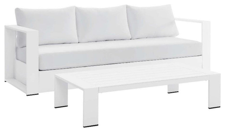 Tahoe Outdoor Patio Powder-Coated Aluminum 2-Piece Set, White White