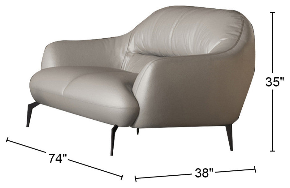 Leather Upholstered Loveseat, Taupe Finish