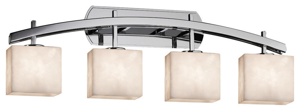 Clouds Archway 4-Light Bath Bar, Rectangle, Polished Chrome, Clouds Shade