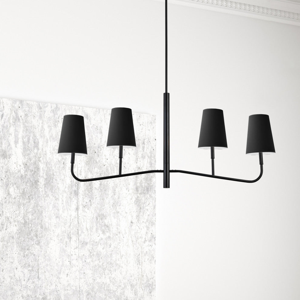 Eleanor Transitional 4 Light Matte Black Black Metal Chandelier