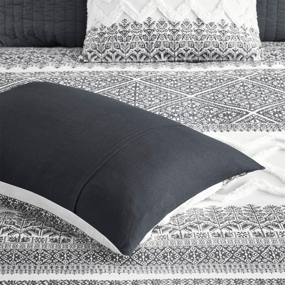 INK+IVY Mila Cotton Farmhouse 3-Piece, Gray, King/Cal King, Comforter Set