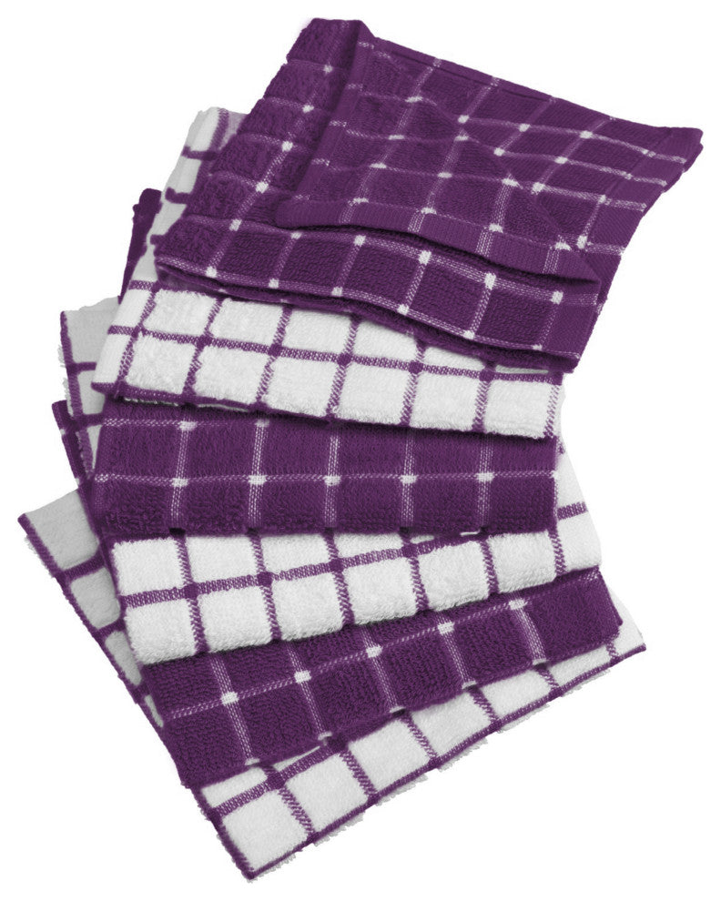 Eggplant Combo Windowpane Dishcloth, Set of 6