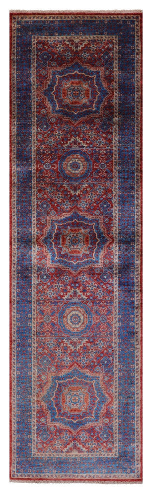 2' 8" X 9' 10" Runner Mamluk Hand-Knotted Wool Rug - Q12506