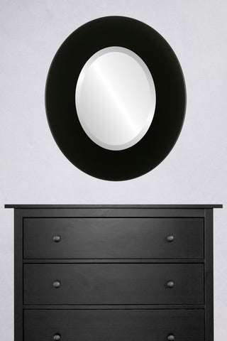 Boulevard Framed Oval Mirror in Matte Black, 31"x43"